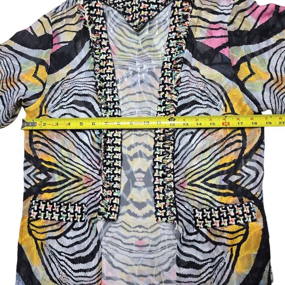 Alberto Makali Open Cardigan Womens XS Black Animal Print Sheer Boho 28 in Long - Picture 6 of 13